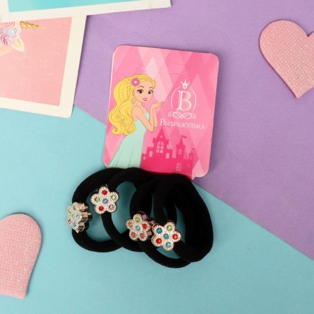 Hair gum "Color Fairy Tale" (set 4 pcs) Flower, 4.5 cm