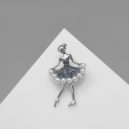 Brooch "Ballerin", white-sapferian color in silver-2