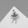 Brooch "Ballerin", white-sapferian color in silver