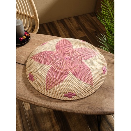 Decorative wicker rattan "Flower", 50x50x5 cm, pink-1