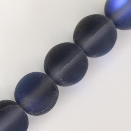 Busins ​​made of natural stone "Cat Eye", set 46 pcs., Size 1 pc. -8 mm, matte dark blue-4