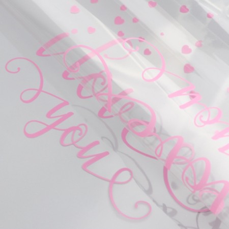 Film for decor and floristry, transparent, pink, "hearts", sheet 1pcs, 60 x 60 cm-2