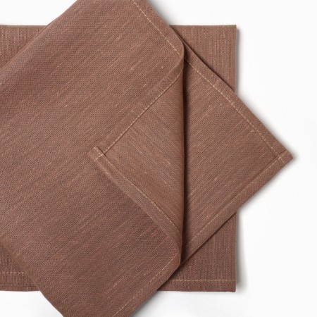 A set of napkins with a decorative. Rings Ethel Sand 40x40 cm - 2 pcs, 100% flax-6