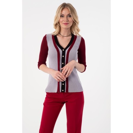 Female jumper, size 42, black color, burgundy-3