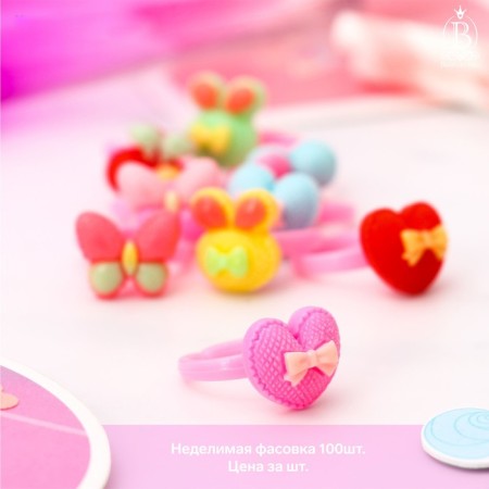 Children's ring "chosen" assorted with bows, mix shape, mix color