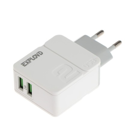 EXPLOYD EX-Z-1431, 2 USB, 2.4 A, white network