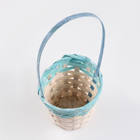 Wicker basket 13x9.5/28 cm, turquoise, bamboo-2