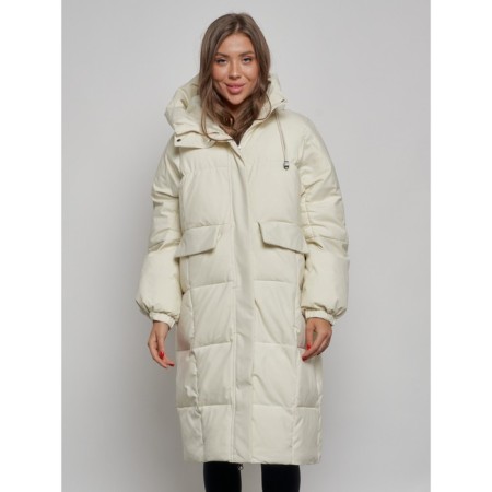 Coat insulated winter female, size 50, beige color-7
