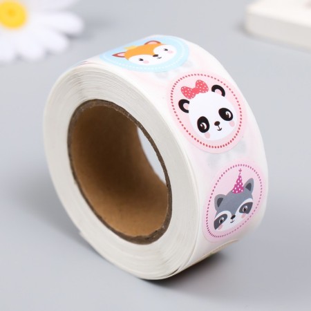 Stick Paper "Muzzle animals" d = 2.5 cm 500 pcs in a roll 3x6.5x6.5 cm-1