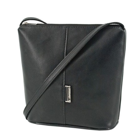 Bag women, genuine leather, black 22x10x23 cm