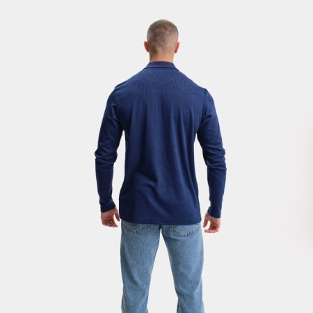 Male polo with long sleeve, dark blue color, size 44 (s)-2