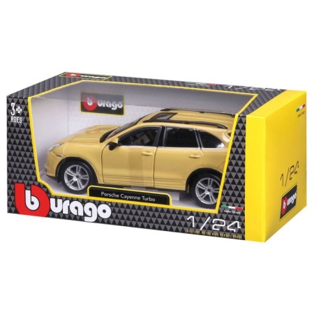 BBURAGO Porsche Cayenne Turbo, Die-Cast, 1:24, opening doors, yellow color.-10