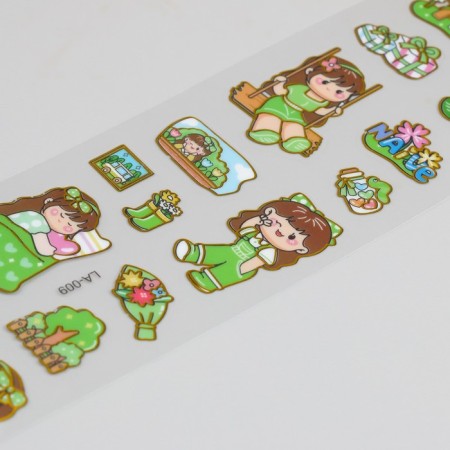 Plastic sticker with gold stroke "Girls and Hobbies" MIX 6.7x30.2 cm-3