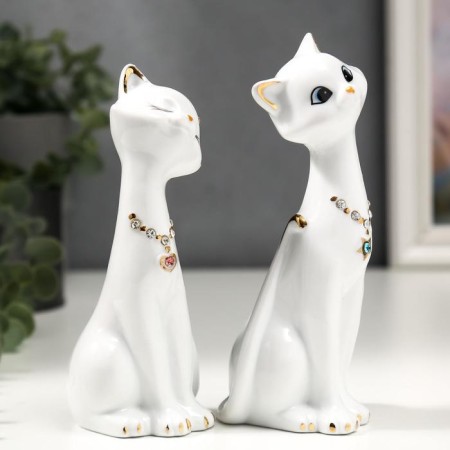 Souvenir "White cats with a chain" (set 2 pcs) 15 cm 14 cm-2