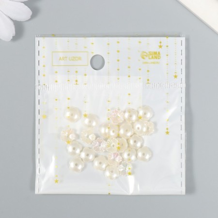 Beads for creativity plastic "Flower" set 25 pcs pearl mother of pearl 0.8x0.8 cm-4