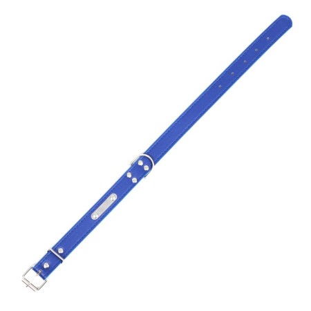 A collar made of artificial leather with a wool for engraving 52 x 2.5 cm, Osh 35-45 cm, blue-3