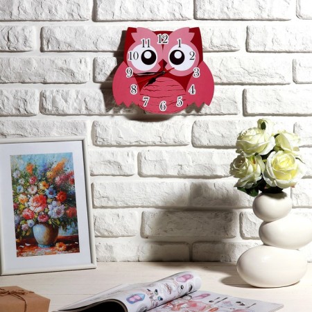 Watch Wall children's "pink owl", smooth move, 24 x 24 cm-1