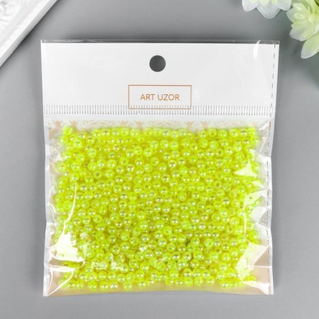 Beads for creativity plastic "Yellow mother of pearl" set 20 g d = 0.4 cm-2