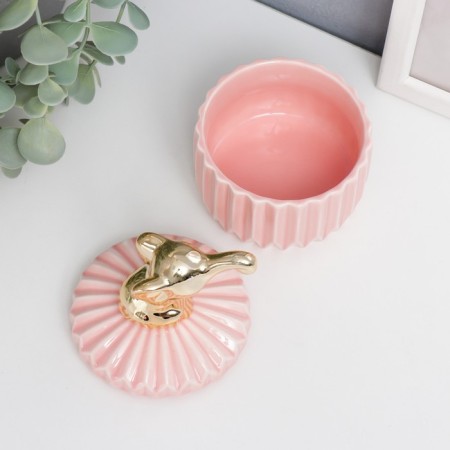 Coramics Coramics "Golden Elephant" Pink relief 12x8.2x8.2 cm-2