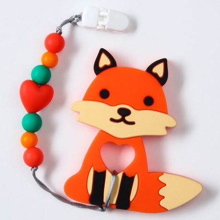 Silicone teether on the fox holder, I crush
