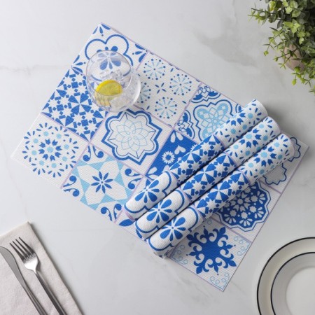A set of serving napkins on the table “Mosaic”, 4 pcs, 45 × 30 cm, blue color-3