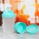 Sports shaker with a bowl for protein, turquoise-white, 500 ml