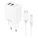 Network charger PERO TC02, 2 USB, 2.1 A, Lightning cable, white