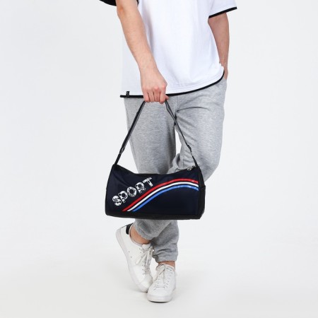 Sports bag with lightning, long belt, black/blue/tricolor color-1