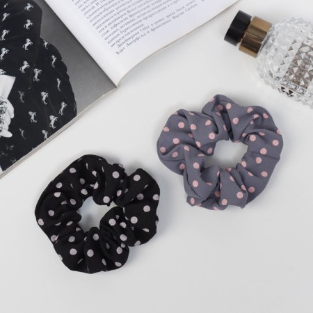 Hair elastic band "Orbit" (set 2 pcs) Ariadne peas, 10 cm, black gray-1