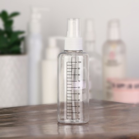 A bottle for storage, with a spray, with a division scale, 100 ml, white/transparent color-3