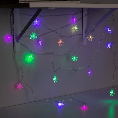 Garland “thread” 5 m with nozzles “large snowflakes”, ip20, transparent thread, 20 LED, glow of multi (RG/RB), blinking, 220 V-2