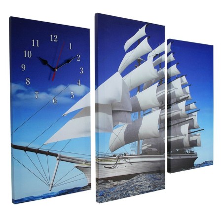 Carty clock is wall-mounted, modular "frigate", silent, 60 x 80 cm, triptych-1