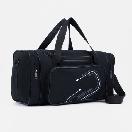 Road bag on lightning, 3 outer pockets, long belt, black/gray color
