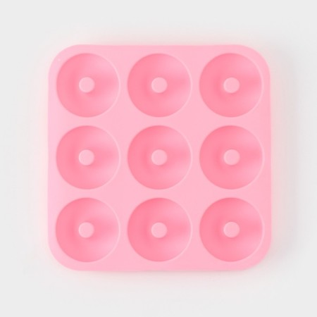 The form for baking the share "Sweets. Donut ", silicone, 28.5x28.5x3 cm, 9 cells (d = 8 cm), pink color-2