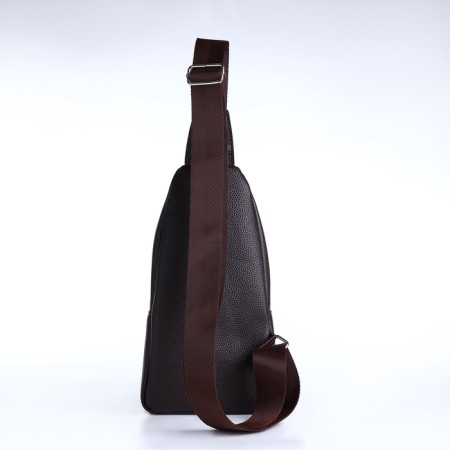 Male sling bag made of artificial leather, brown color-3