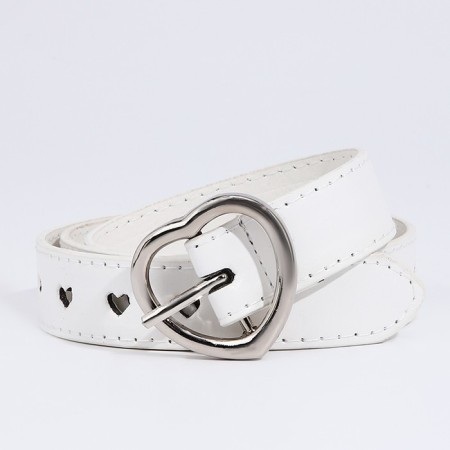 Building belt, width 2.4 cm, metal buckle, white color