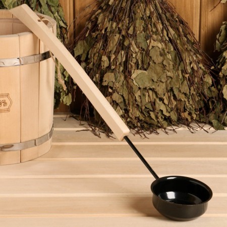 Bucket-shuttle 0.2 l, with a wooden handle, black-1