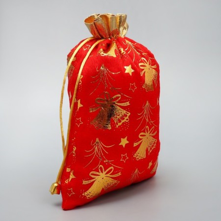 Bag gift plush "Golden fireworks", bells, embossing, 16 x 24 cm +/- 1.5 cm, New Year-2