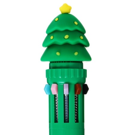 Automatic ballpoint handle 10 color, rod 0.7 mm, "New Year", mix-3