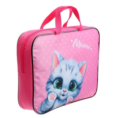 Folder with handles Textile A4, 350 x 270 x 70 mm, calligrata "Cat Miau"-1