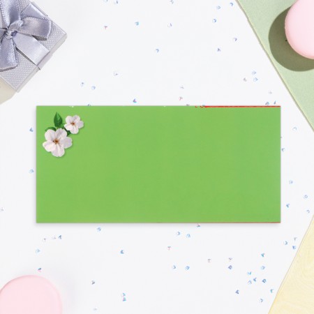 Money envelope "Congratulations!" Cutting, embossing, red flower, 8x17 cm-2