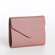 Women's wallet on the button, pink color