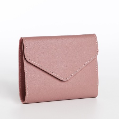 Women's wallet on the button, pink color