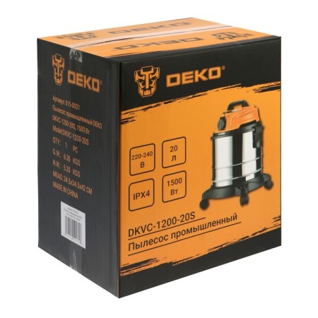 Industrial Deko DKVC-1200-20S vacuum cleaner, 1500 watts, 20 l, 38 mm-16