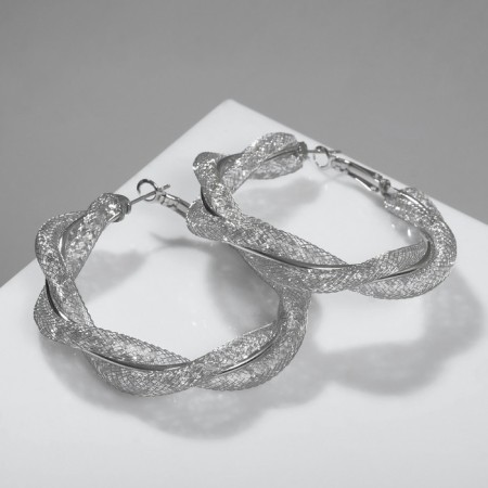 Earrings “Stardast” twisted, silver color, d = 5