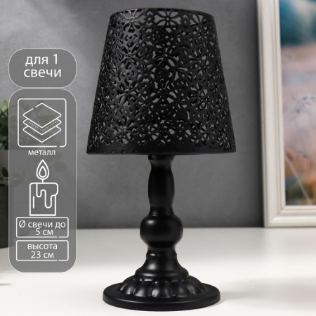 Summary Metal for 1 candle "Llagur with flowers" black 23x11x11 cm