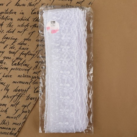 Organza lace, 63 mm × 13 ± 1 m, white color-2