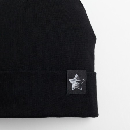 Two-layer children's hat, black/star, size 54-56-1