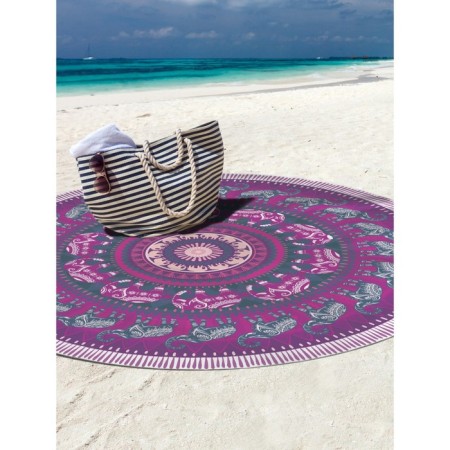 Pareo and beach rug "Violet Mandala", d = 150 cm-1