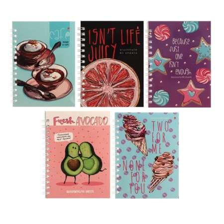 A6 notebook, 80 sheets on the crest, cover of laminated cardboard, mix